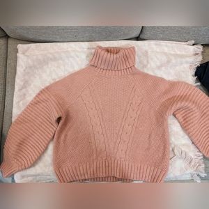 Abercrombie Pink Turtleneck Cropped Sweater